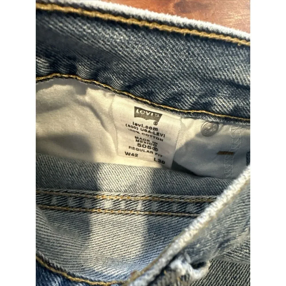 Levi's 505 Jeans 42x30 True To Size Men's Straight Fit Blue‎ Jeans